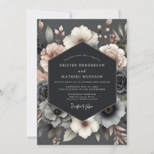 Convite Casamento Slate Rose Somber Bloom