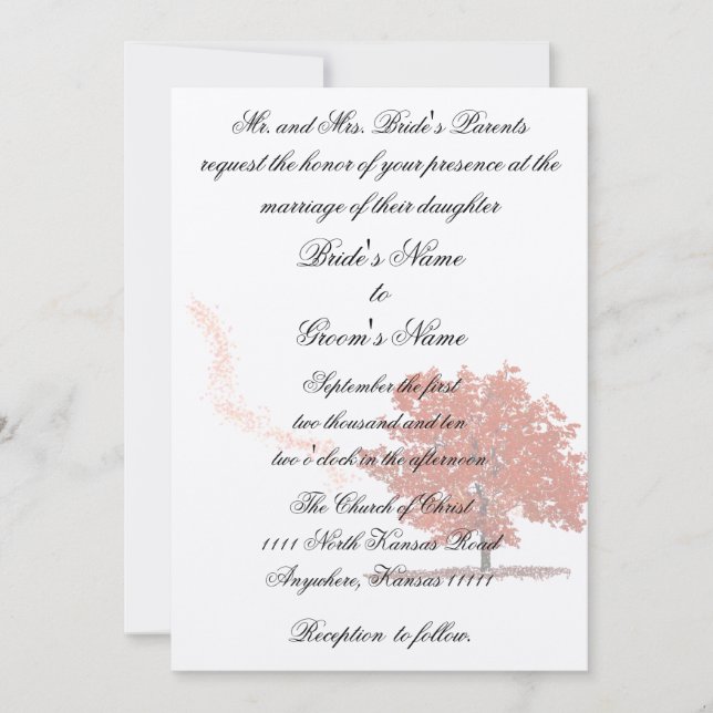 Convite Casamento sob a árvore de outono (Frente)