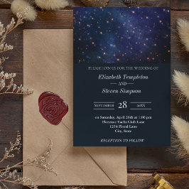 Convite Casamento sob o céu estrelado estrelas azul