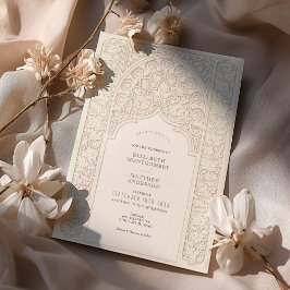 Convite Casamento sofisticado de Creme e Lace Branco