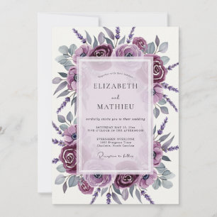 Convite Casamento Sofisticado de Primavera em Tons de Malv