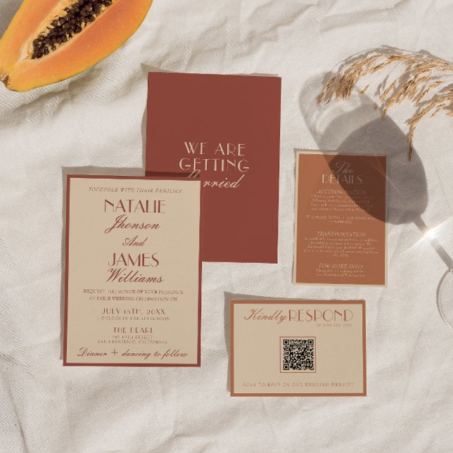 Convite Casamento sofisticado em cobre auburn, dinheiro an (Criador carregado)