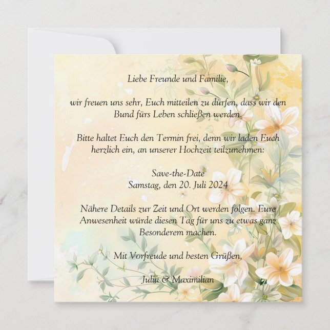 Convite Casamento sofisticado em pastel (Frente)