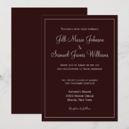 Convite Casamento Sofisticado em Plum e Cinza