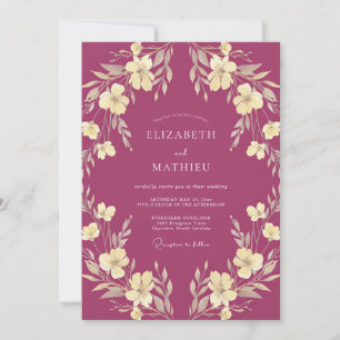 Convite Casamento Sofisticado Magenta Natureza