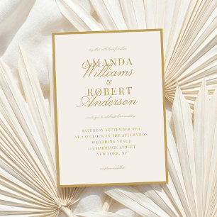 Convite Casamento Sofisticado Marfim e Ouro Old Money