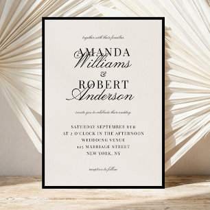 Convite Casamento Sofisticado Preto e Marfim Old Money