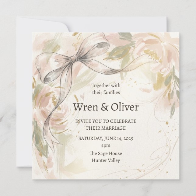 Convite Casamento Soft Magnolia (Frente)