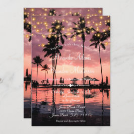 Convite Casamento Solar Tropical Palm Beach Summer