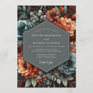 Convite Casamento Sombrio Cobre Teal