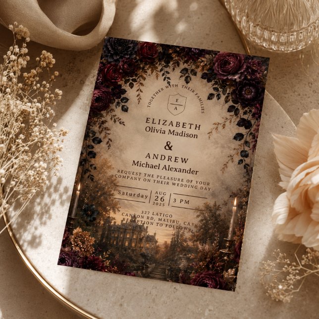 Convite Casamento Sombrio de Outono Escuro (Criador carregado)