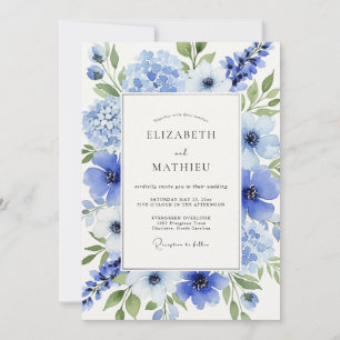 Convite Casamento Sonhador Azul Celeste na Primavera