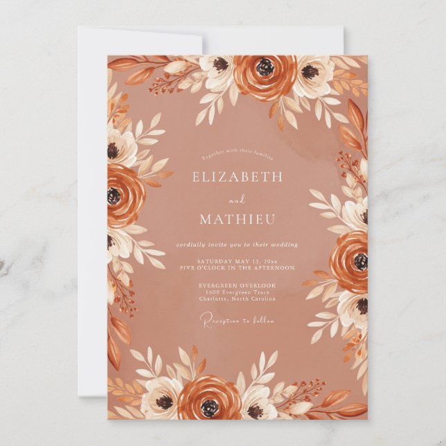 Convite Casamento Sonhador Sienna Outonal (Frente)