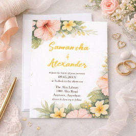 Convite Casamento Sonho Tropical Golden Bloom
