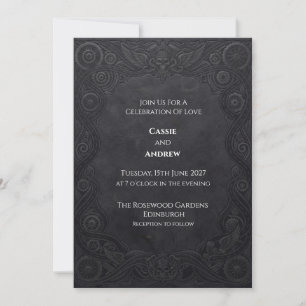 Convite Casamento Steampunk Gótico a Carvão