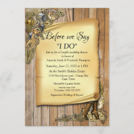 Convite Casamento Steampunk No Chá de casamento De Madeira