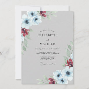Convite Casamento Steel Crimson Poppy