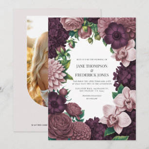 Convite Casamento Storm Plum, Graphite Rose & Antique Blus