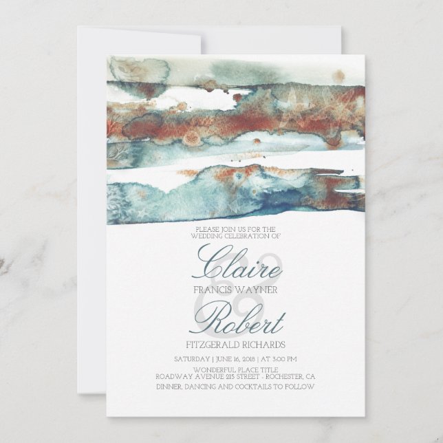 Convite Casamento subaquático do respingo da aguarela da (Frente)