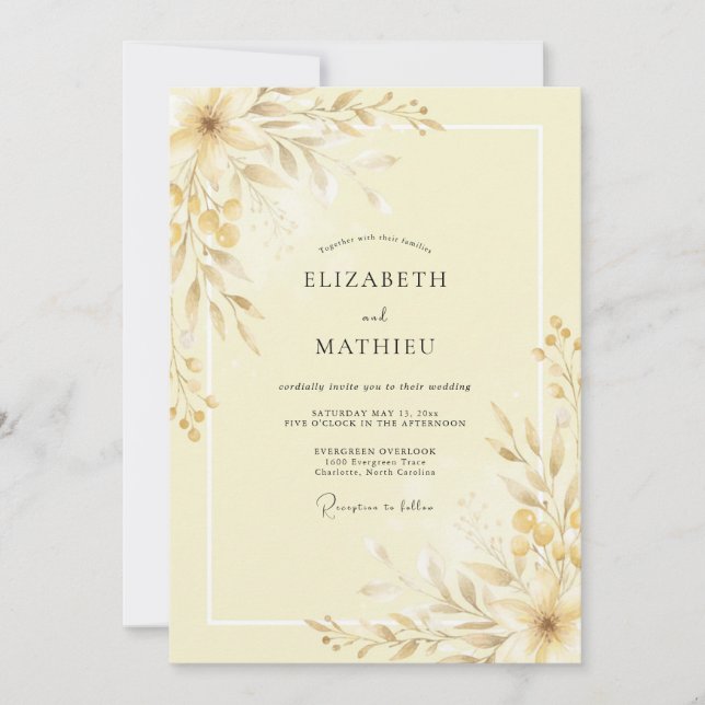 Convite Casamento Subtil Prado Creme de Manteiga (Frente)