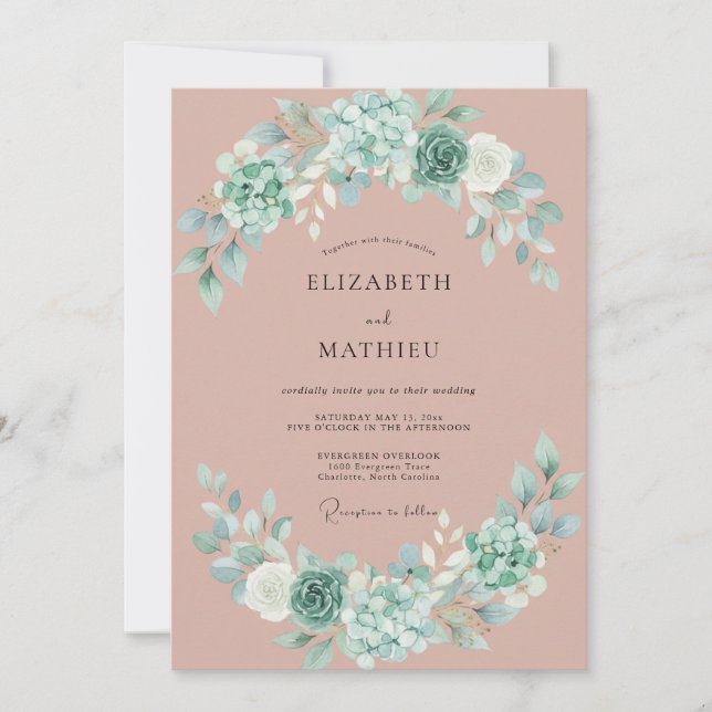 Convite Casamento Sucelento Encantador Rosa (Frente)
