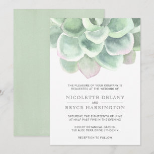 Convite Casamento Suculento Da Aquarela Verde Da Sage Bot