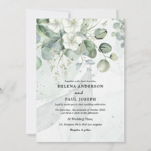 Convite Casamento suculento de eucalipto-verde Dusty Blue