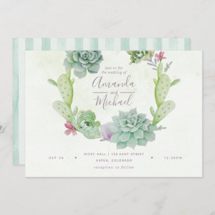 Convite Casamento Suculento Do Deserto De Aquarelas Cactus