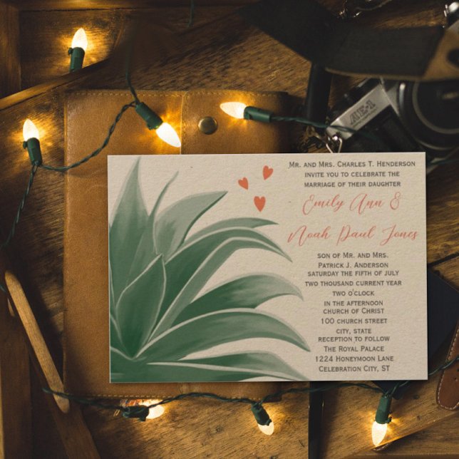 Convite Casamento Suculento Do Terreno Do Terraço Rustico (Criador carregado)