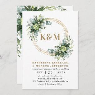 Convite Casamento Suculento Eucalyptus Elegante Boho Green