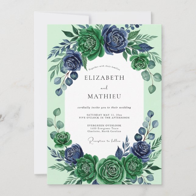 Convite Casamento Suculento Verde Esmeralda Luxuriante (Frente)
