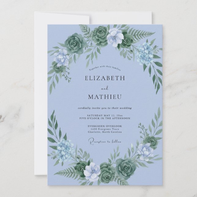 Convite Casamento Suculento Verde Musgo (Frente)