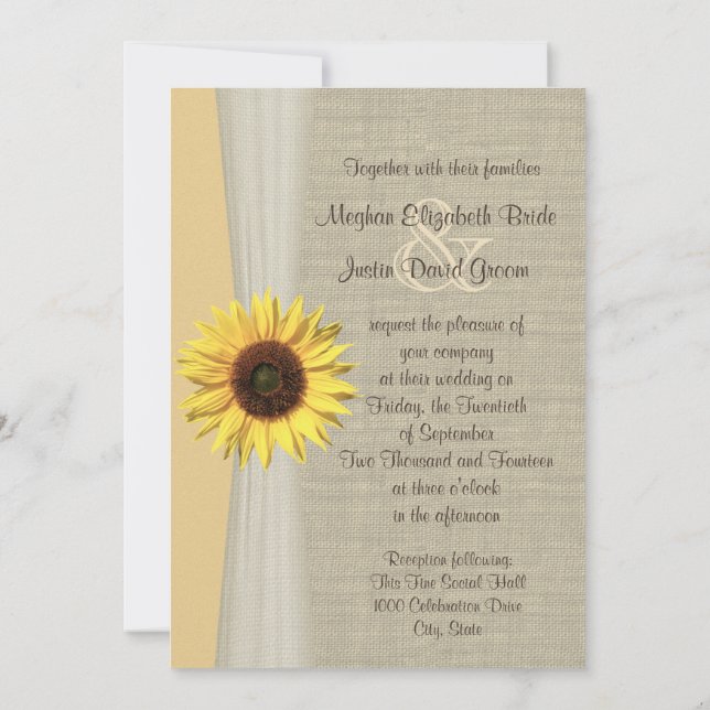 Convite Casamento Sunflower e Burlap (Verso)
