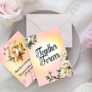Convite Casamento Sunset Rosa e Amarelo Forever Juntos Em
