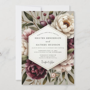 Convite Casamento Sussurro Floral Ameixa