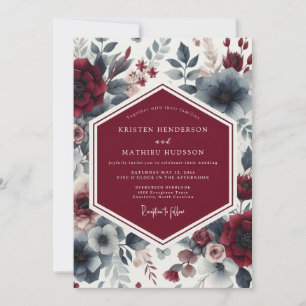 Convite Casamento Sussurro Floral Borgonha