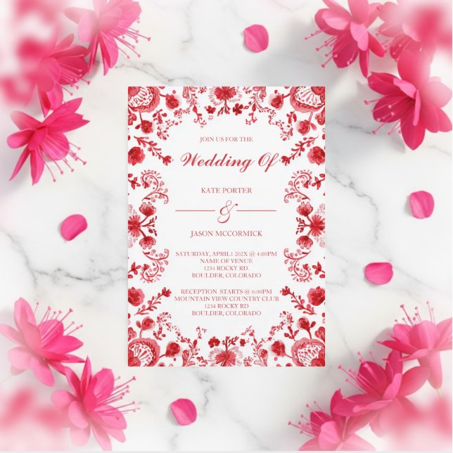 Convite Casamento Talavera Vermelho (Criador carregado)