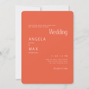 Convite Casamento Tangerina Moderna Sem Pais