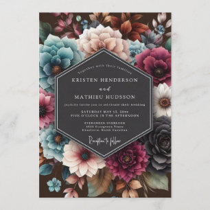 Convite Casamento Tapeçaria Vibrante Turquesa