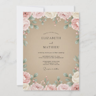Convite Casamento Taupe Mauve Blossom