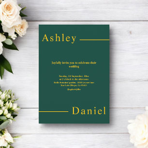 Convite Casamento Tchico Simples E Verde E Dourado Delicad