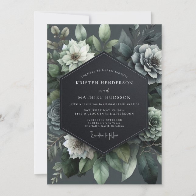 Convite Casamento Teal Bloom (Frente)