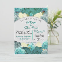 Casamento Teal Blue Floral e Rosa Elegante