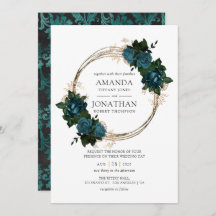 Casamento Teal e Dourado Floral