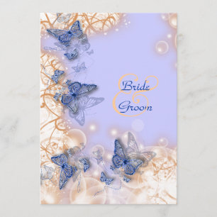 Convite Casamento tema borboleta azul marfim