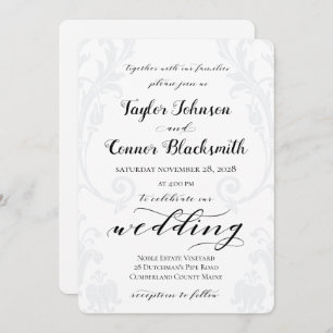 Convite Casamento tema damasco Acanthus Rustic Calliograph