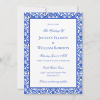 Casamento tema damasco Azul E Branco Moderno