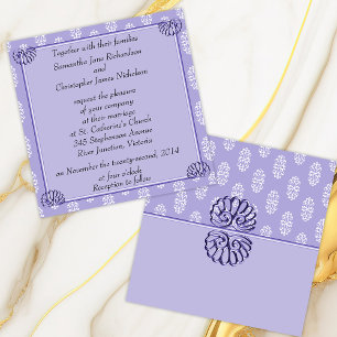 Convite Casamento tema damasco Azul Violet