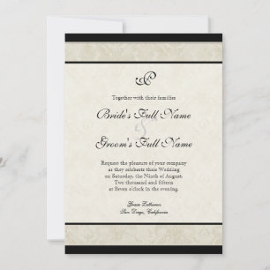 Convite Casamento tema damasco Black n Cream Red Tulip