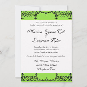 Convite Casamento tema damasco branco preto da flor de lis
